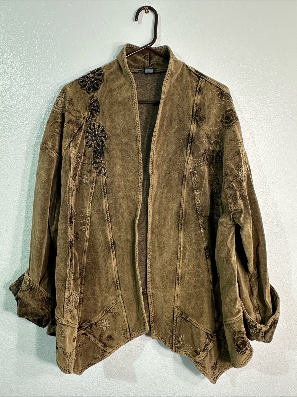 Josephine Posephine Jacket Womens Brown Embroidered Boho Floral Made in Italy